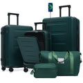 Luggage Sets 5 Piece With Front Opening, Hardside Expandable Carry On Suitcase Set With Double Spinner Wheel, Lightweight Travel Luggage With USB Port,TSA Locks  20  24  28