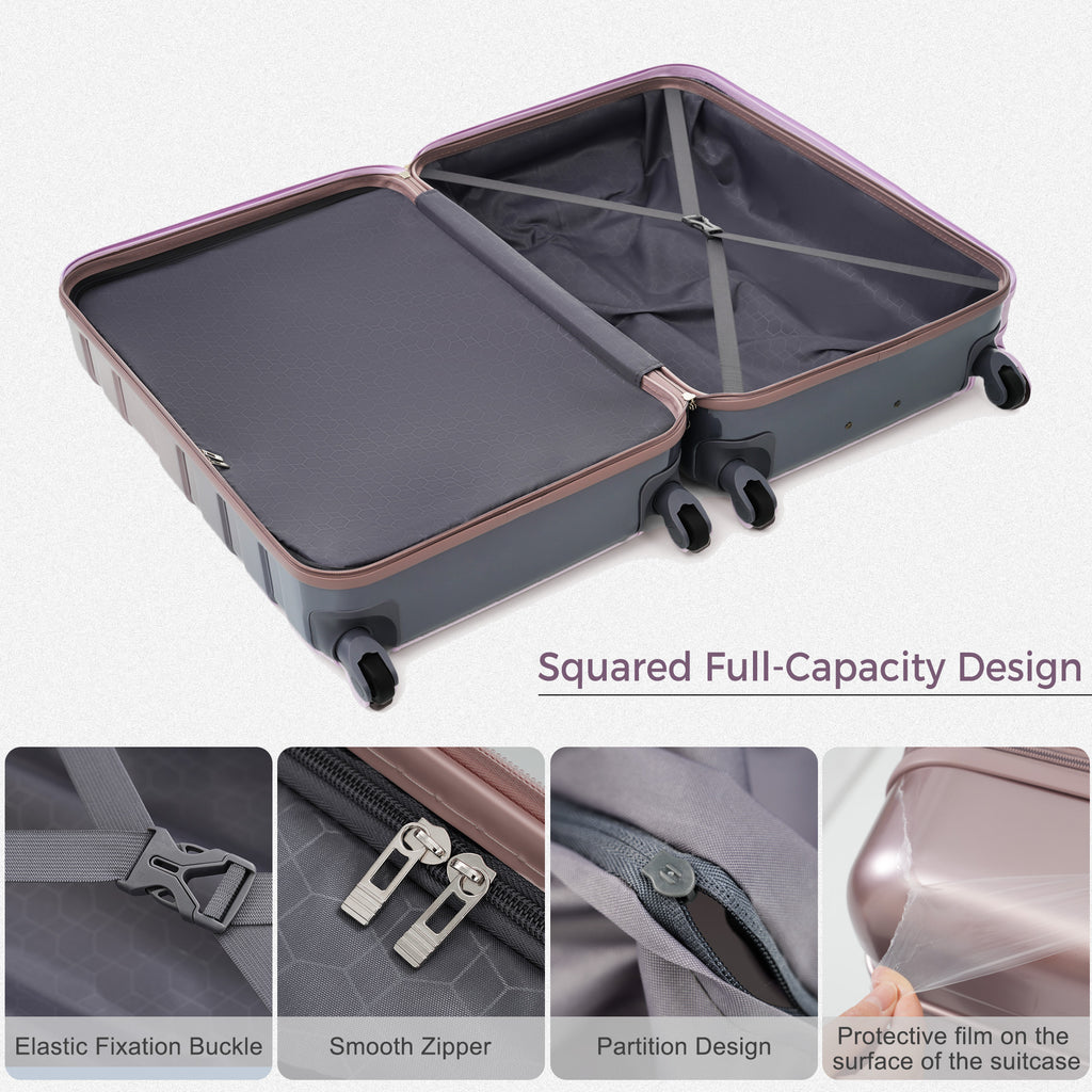 Luggage Sets New Model ABS Hardshell 3pcs Clearance Luggage Hardside Lightweight Durable Suitcase Sets Spinner Wheels Suitcase With TSA Lock 20 24 28 Golden
