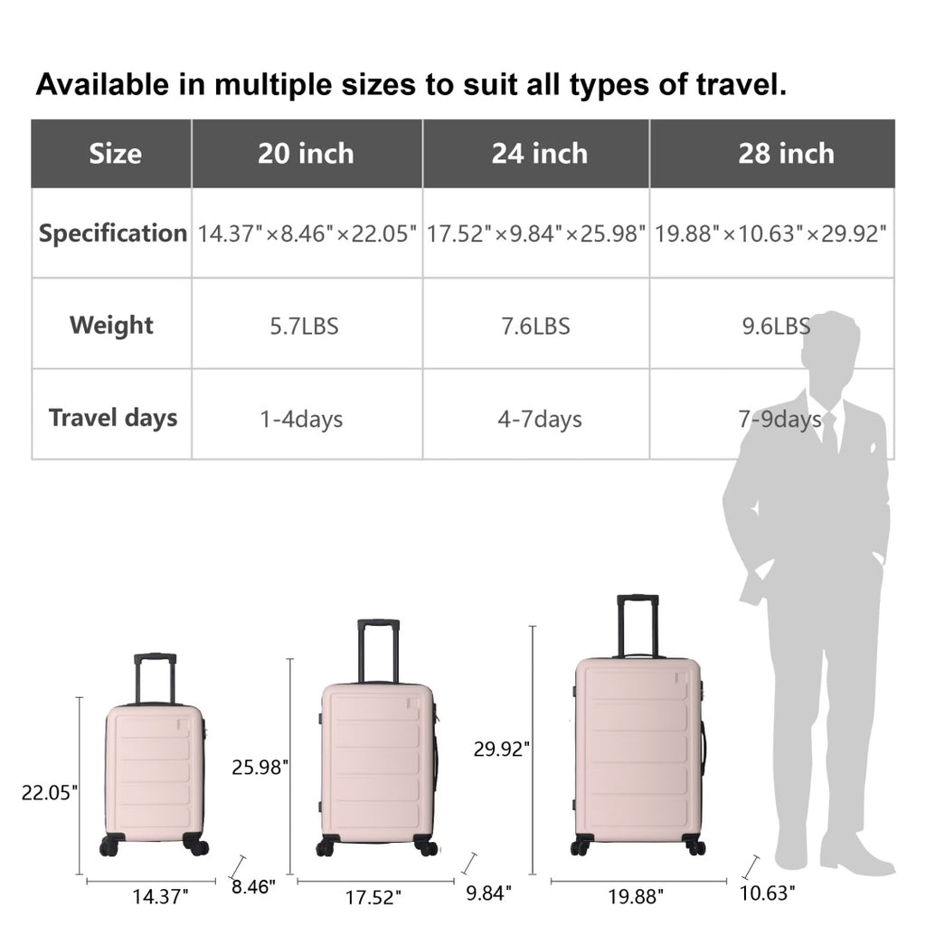 Luggage Sets ABS Hardshell 3pcs Luggage, Lightweight Durable Suitcase Sets Spinner Wheels Suitcase 20  24  28