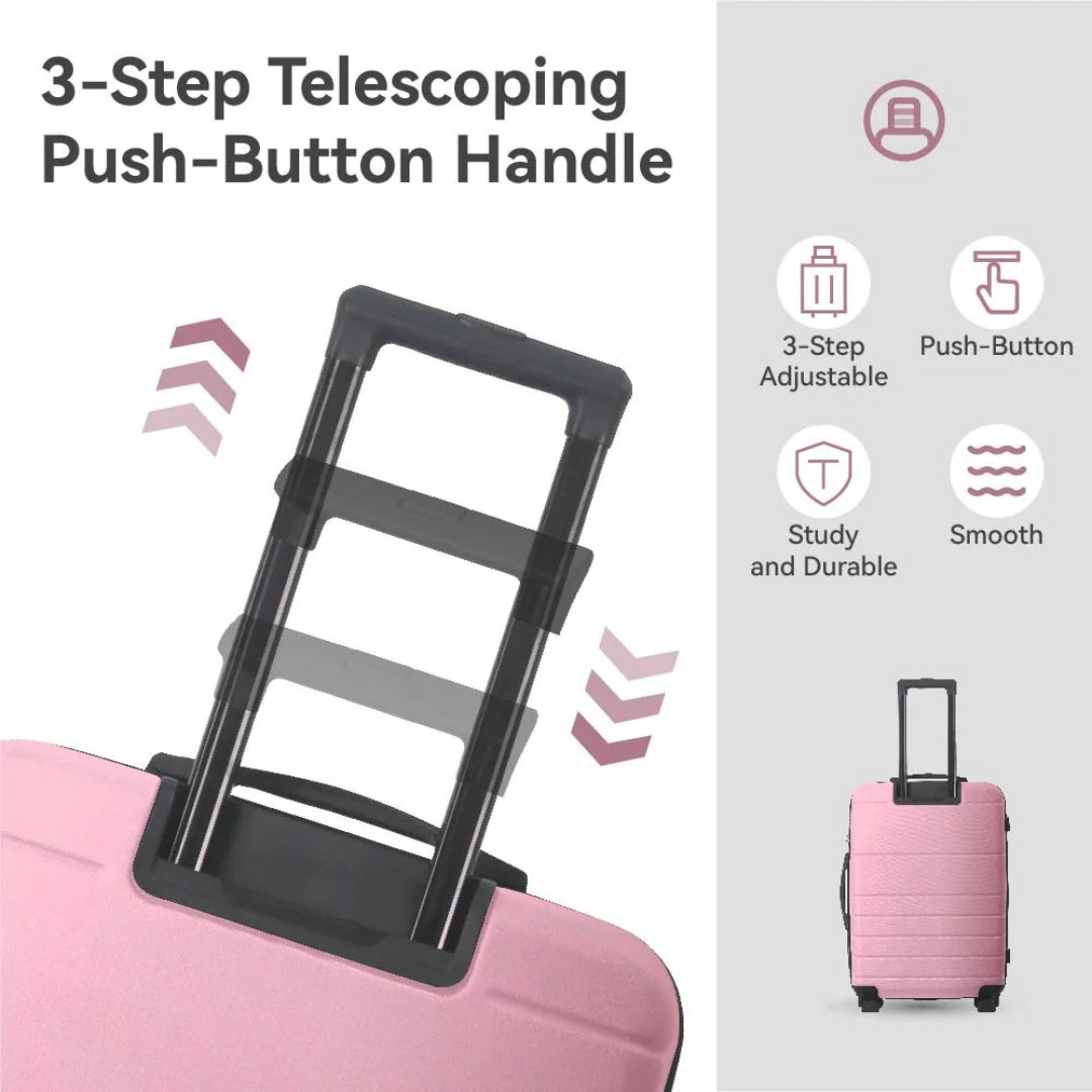 Luggage Sets ABS Hardshell 3pcs Luggage, Lightweight Durable Suitcase Sets Spinner Wheels Suitcase With TSA Lock 20''24''28'' Available Pink