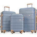 Luggage Sets New Model ABS Hardshell 3pcs Clearance Luggage Hardside Lightweight Durable Suitcase Sets Spinner Wheels Suitcase With TSA Lock 20 24 28   Light Blue