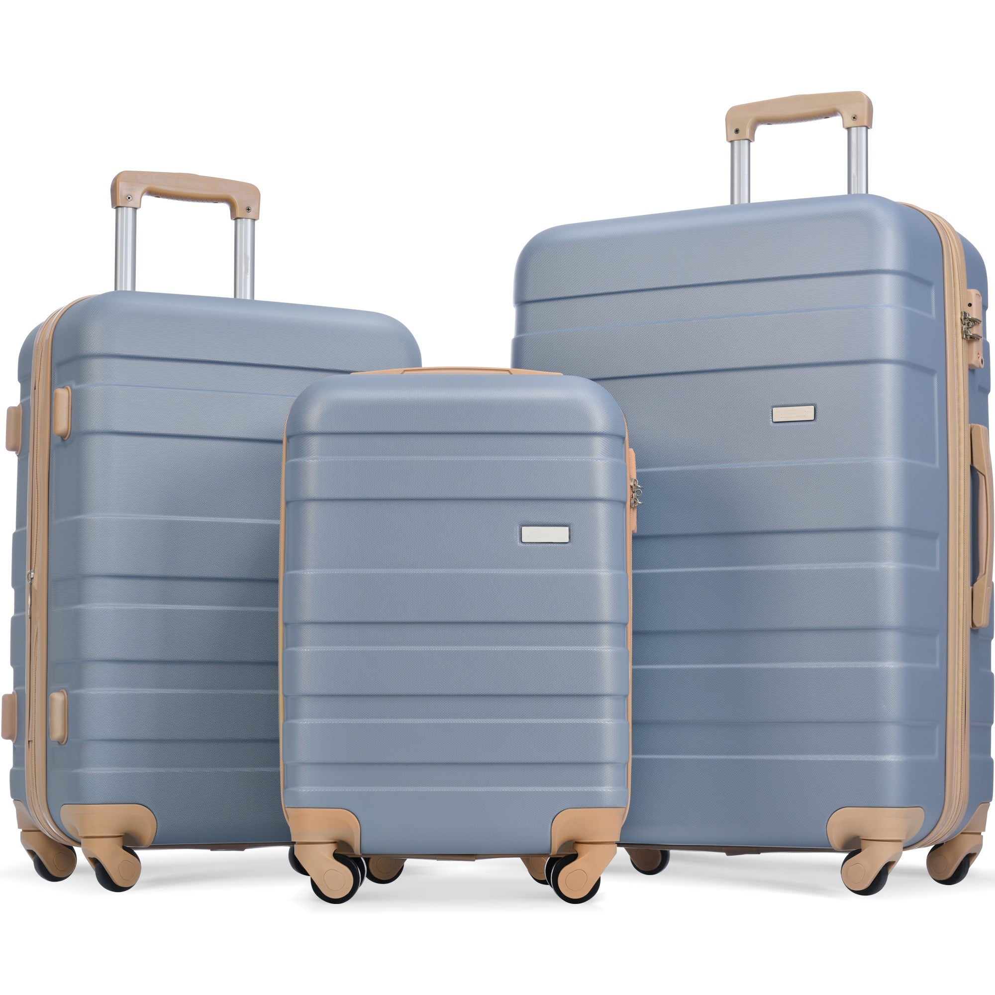 Luggage Sets New Model ABS Hardshell 3pcs Clearance Luggage Hardside Lightweight Durable Suitcase Sets Spinner Wheels Suitcase With TSA Lock 20 24 28   Light Blue