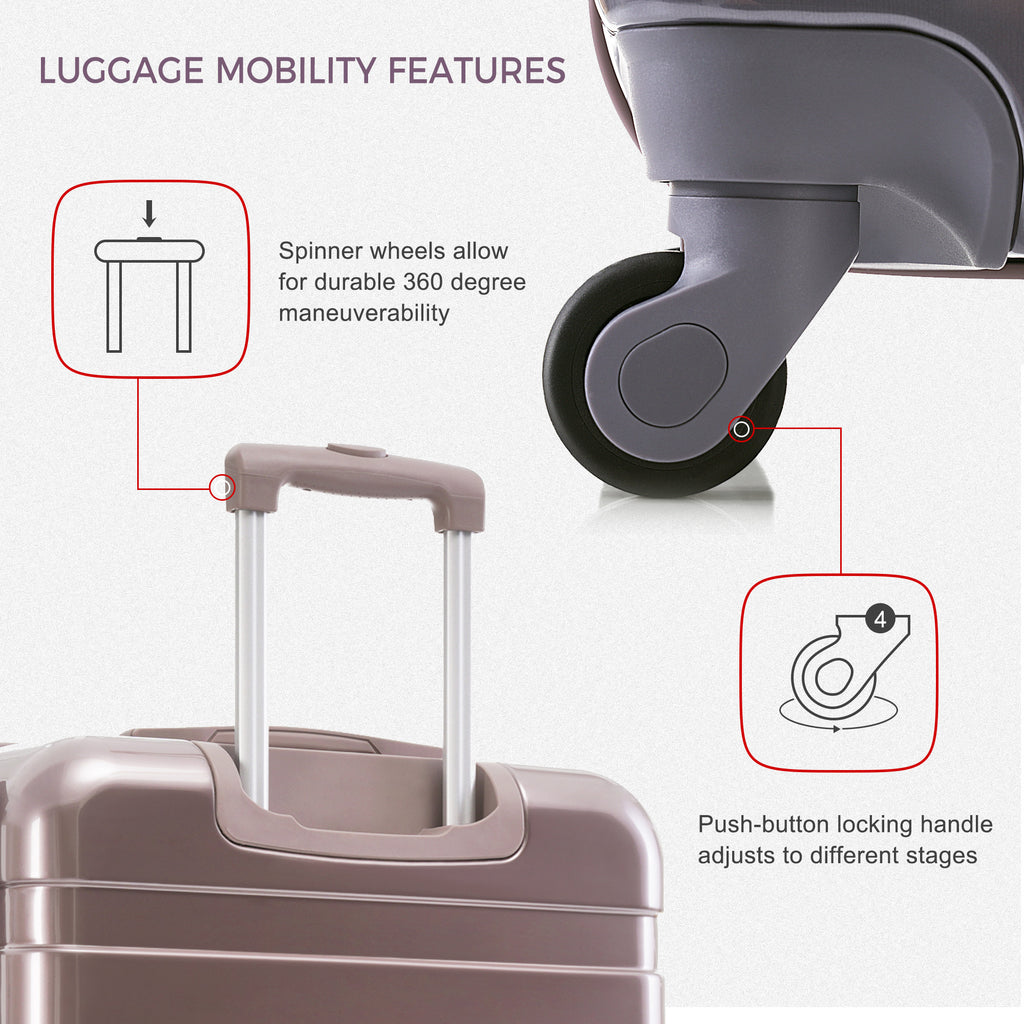 Luggage Sets New Model ABS Hardshell 3pcs Clearance Luggage Hardside Lightweight Durable Suitcase Sets Spinner Wheels Suitcase With TSA Lock 20 24 28 Golden