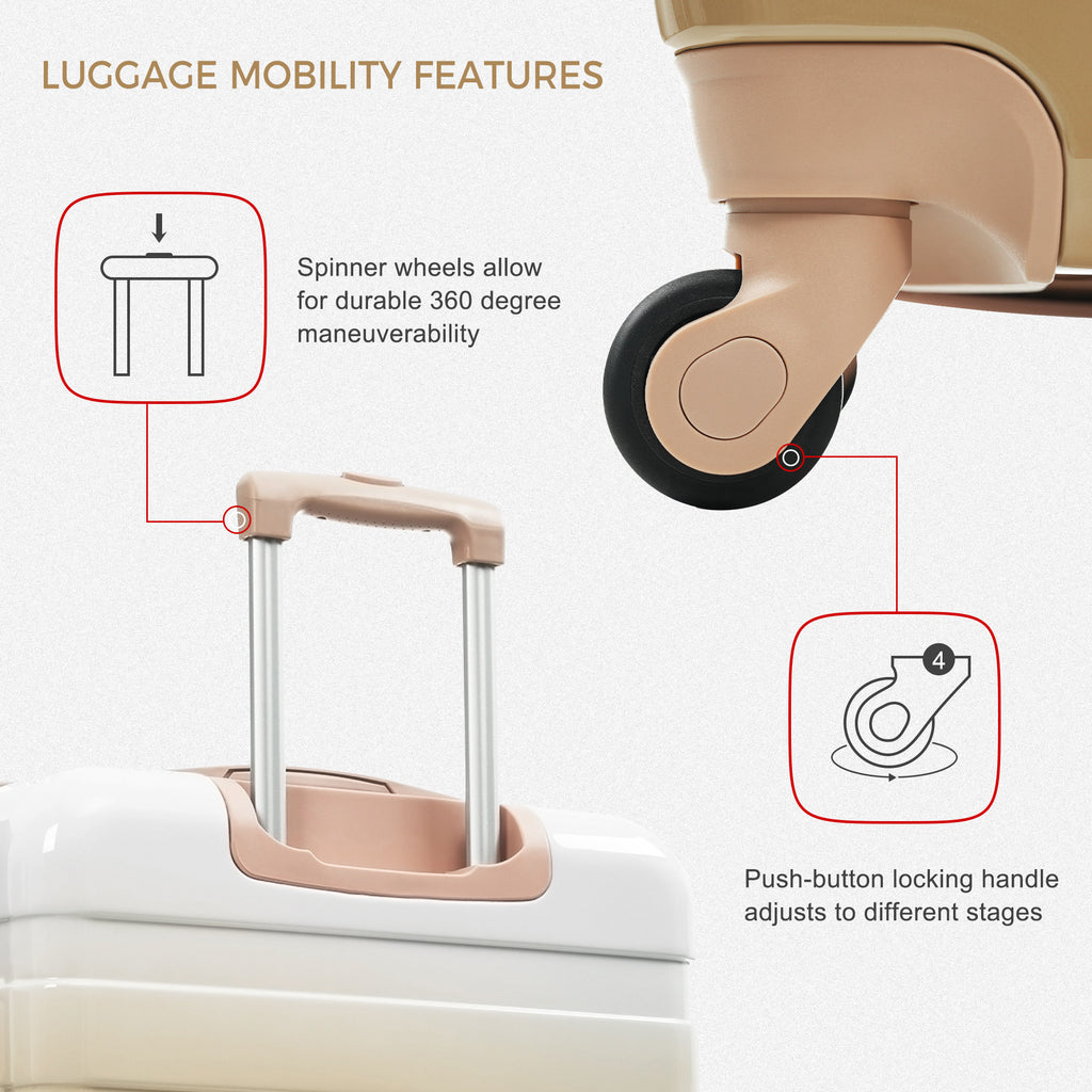 Luggage Sets New Model ABS Hardshell 3pcs Clearance Luggage Hardside Lightweight Durable Suitcase Sets Spinner Wheels Suitcase With TSA Lock 20 24 28   Tan