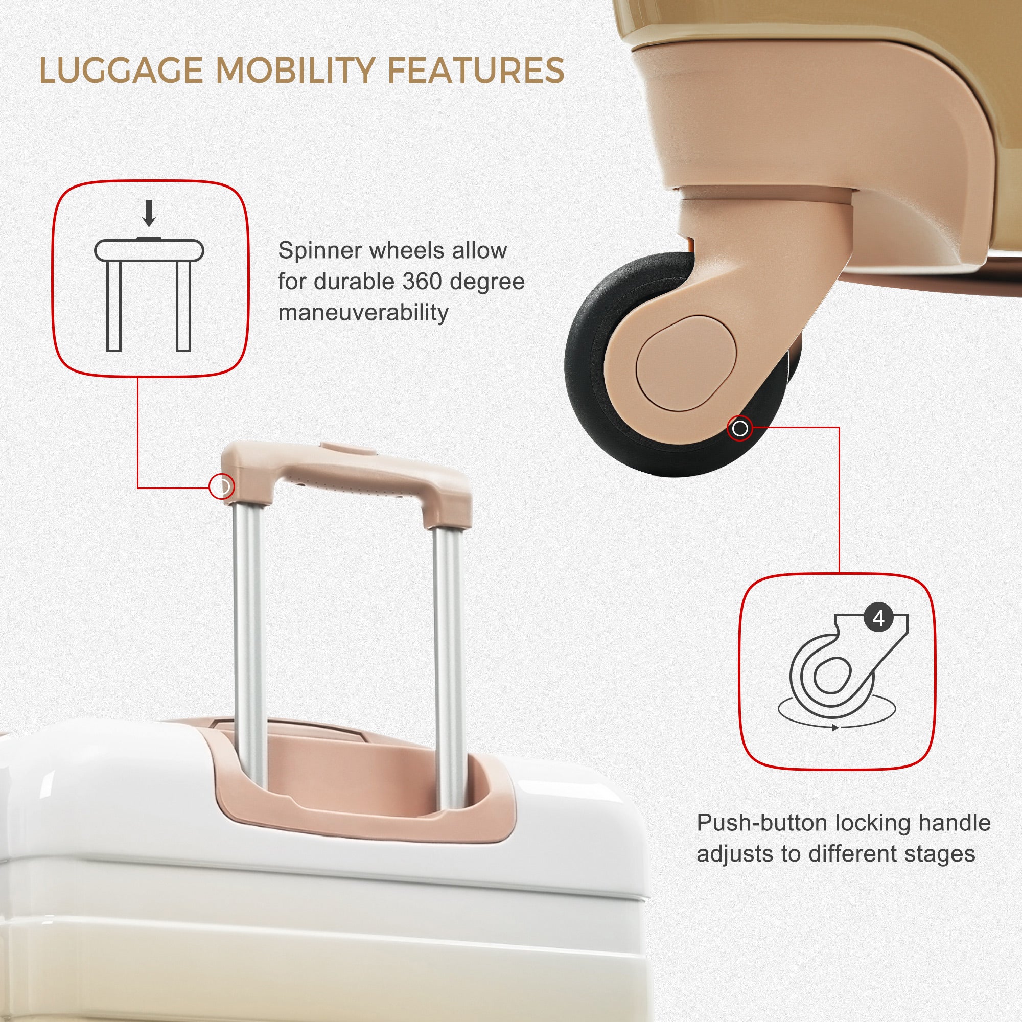 Luggage Sets New Model ABS Hardshell 3pcs Clearance Luggage Hardside Lightweight Durable Suitcase Sets Spinner Wheels Suitcase With TSA Lock 20 24 28   Tan
