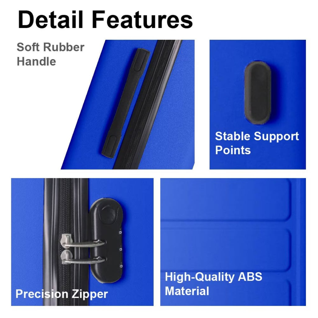 Luggage Sets ABS Hardshell 3pcs Luggage, Lightweight Durable Suitcase Sets Spinner Wheels Suitcase 20-24-28  BLUE