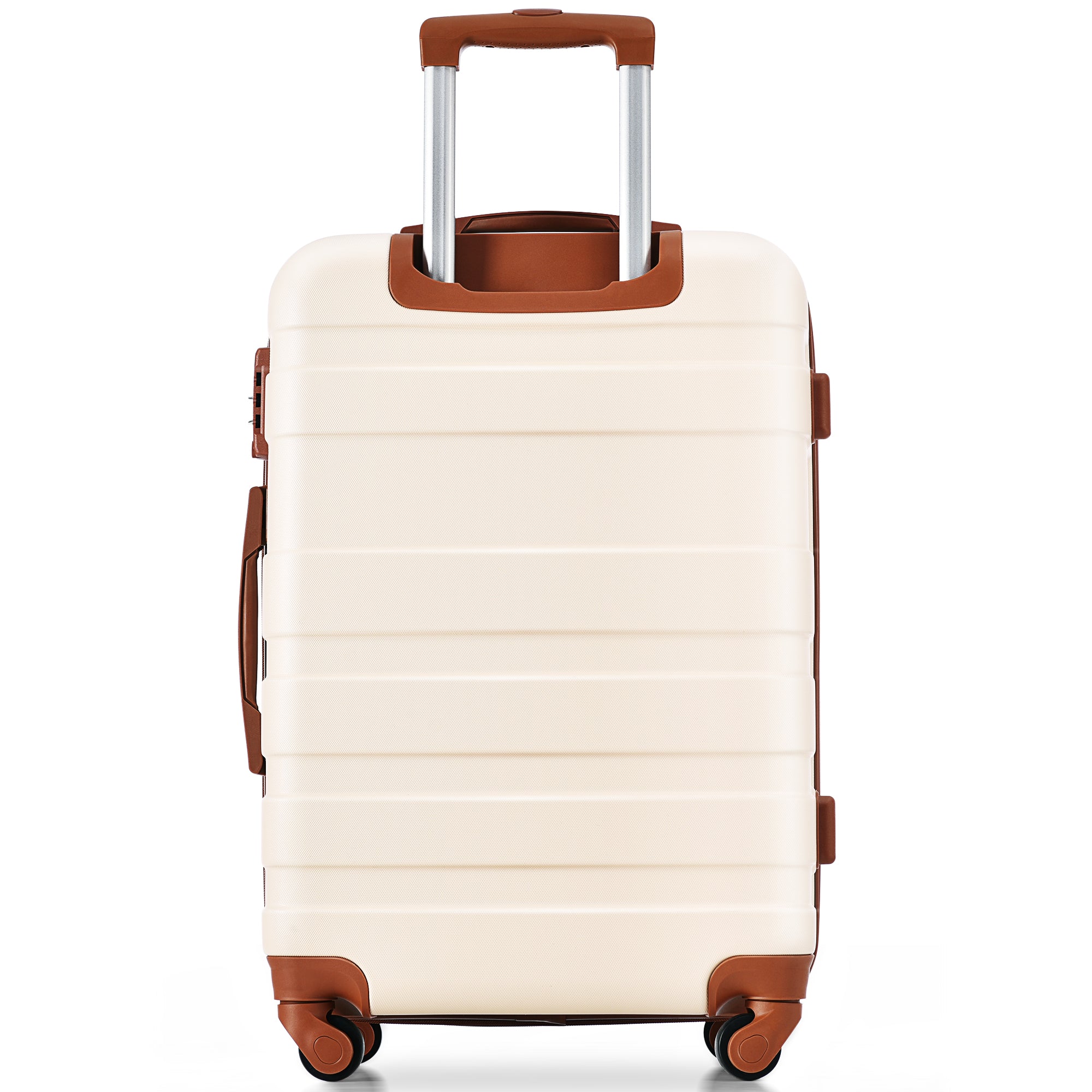 Luggage Sets New Model ABS Hardshell 3pcs Clearance Luggage Hardside Lightweight Durable Suitcase Sets Spinner Wheels Suitcase With TSA Lock 20 24 28  Ivory And Brown