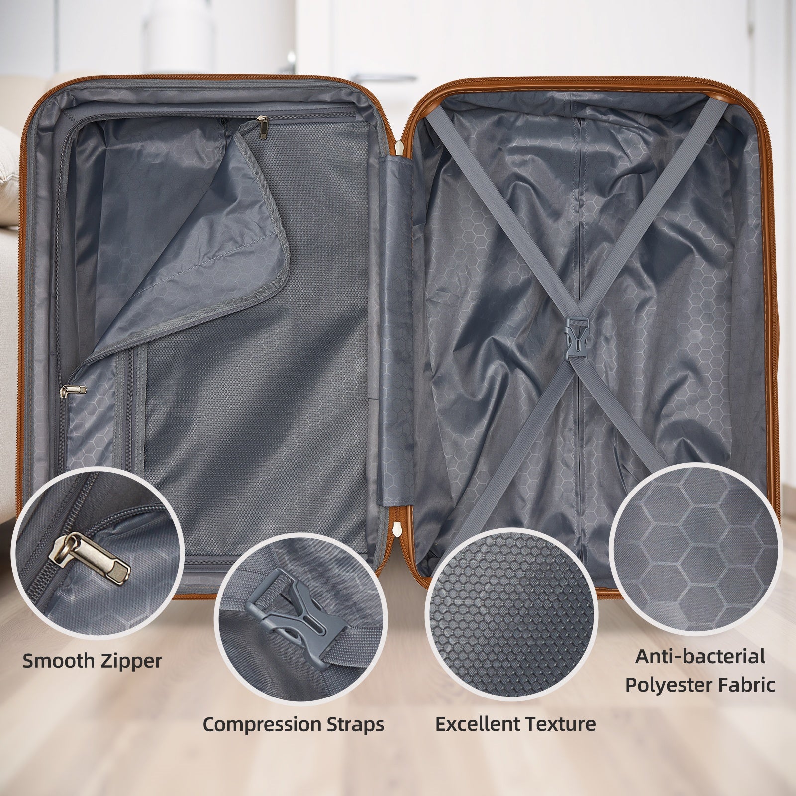 Luggage Sets 6 Piece With Duffel Bags, Hardside Expandable Suitcases With Spinner Wheels, Black