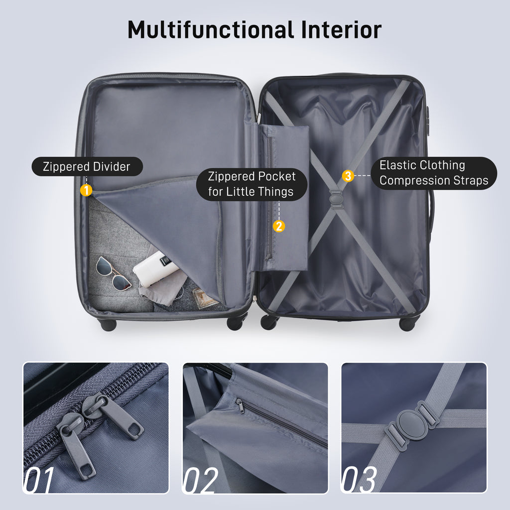 Hardshell Luggage Sets 2Pcs Bag Spinner Suitcase With TSA Lock Lightweight 20- 28