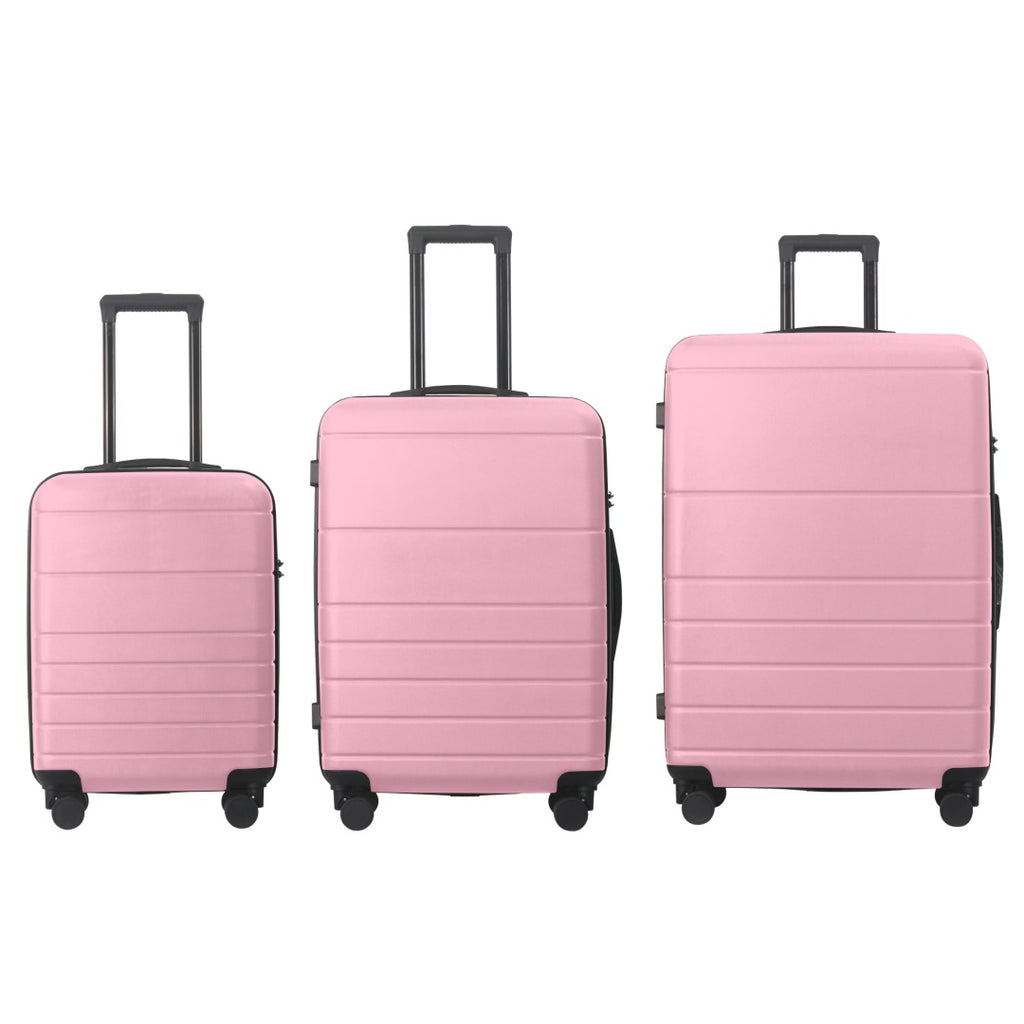 Luggage Sets ABS Hardshell 3pcs Luggage, Lightweight Durable Suitcase Sets Spinner Wheels Suitcase With TSA Lock 20''24''28'' Available Pink