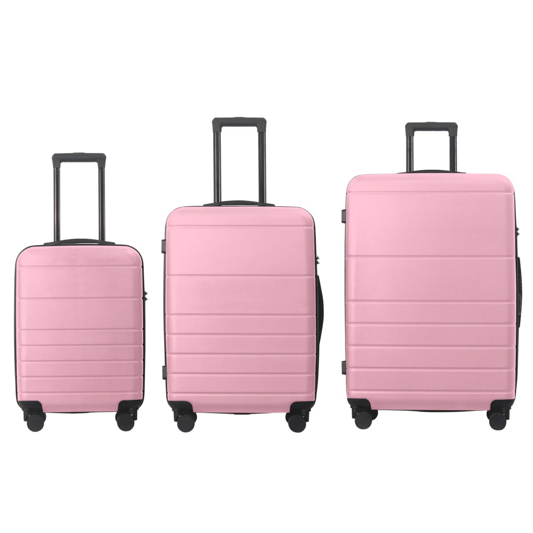Luggage Sets ABS Hardshell 3pcs Luggage, Lightweight Durable Suitcase Sets Spinner Wheels Suitcase With TSA Lock 20''24''28'' Available Pink