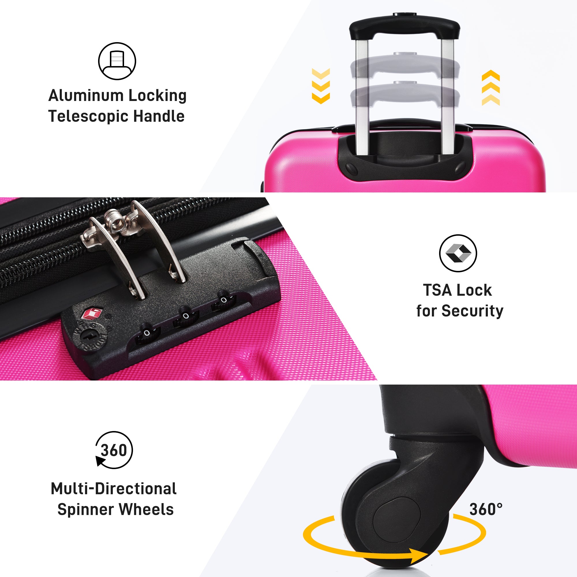 Hardshell Luggage Sets 2Pcs Bag Spinner Suitcase With TSA Lock Lightweight 20- 28