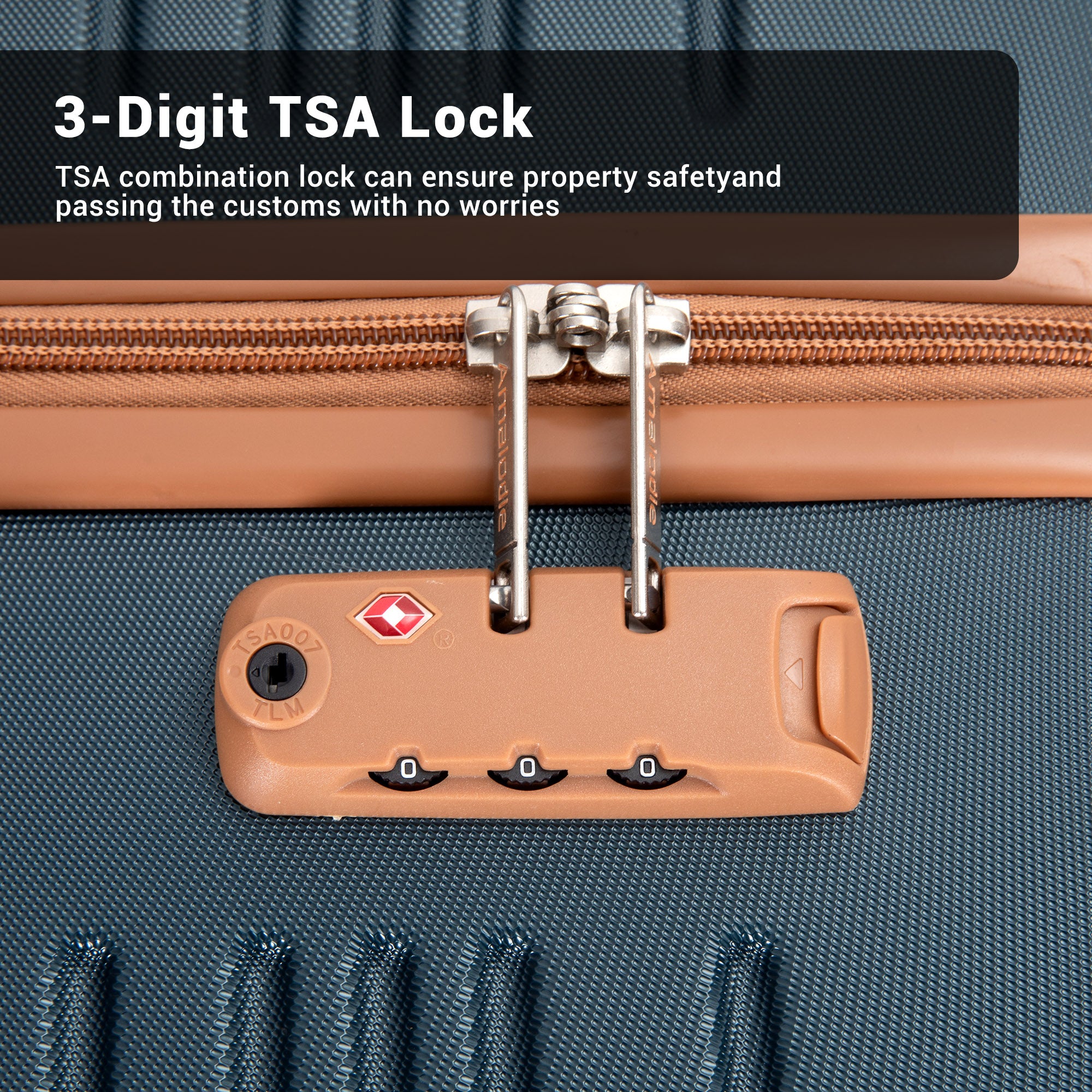 6 Piece Luggage Set, ABS Hard Shell Travel Suitcase With TSA Lock,DARK GREEN