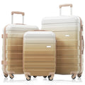 Luggage Sets New Model ABS Hardshell 3pcs Clearance Luggage Hardside Lightweight Durable Suitcase Sets Spinner Wheels Suitcase With TSA Lock 20 24 28   Tan